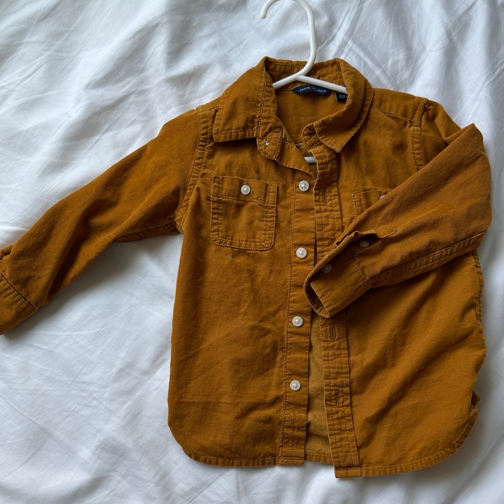 Janie and Jack Mustard Button down Corduroy Shirt
